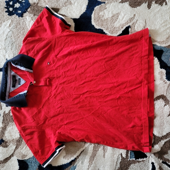 Mens Tommy Hilfiger Red Polo Shirt - Picture 1 of 8